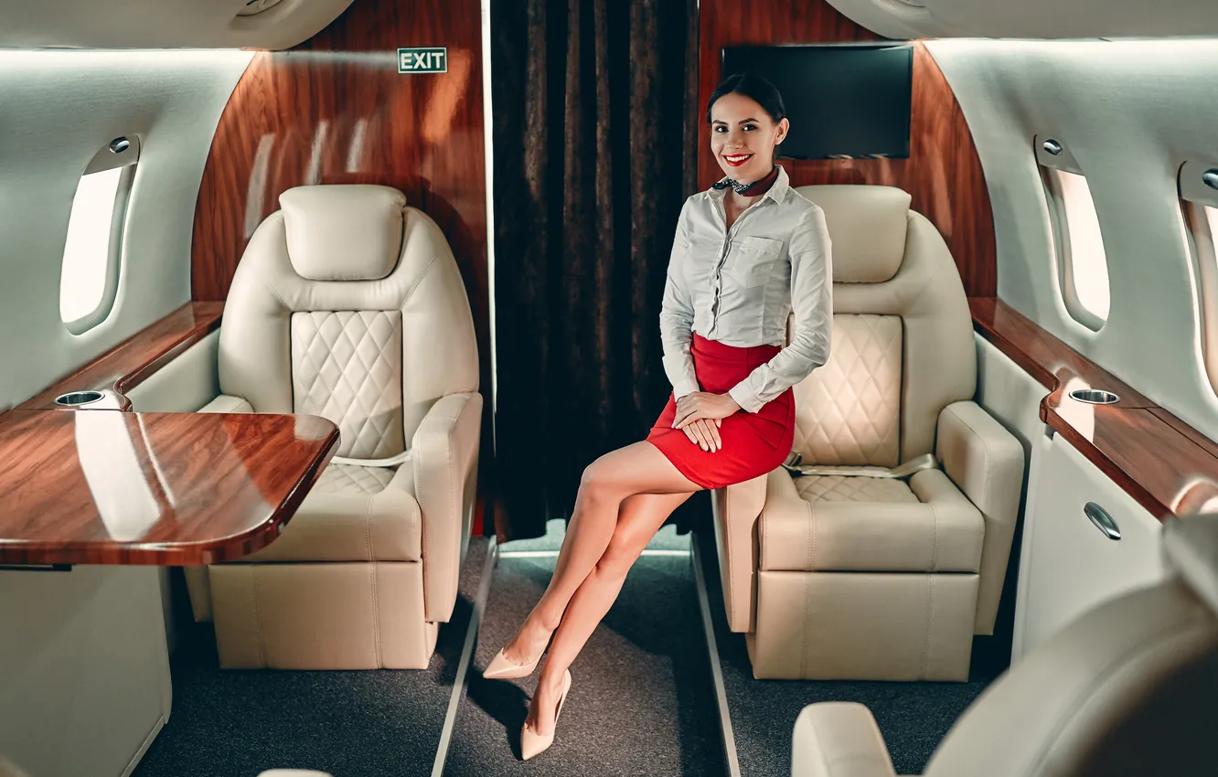 Photo wallpaper Air, profession, stewardess, cabin, occupation, jet, uniform, fly