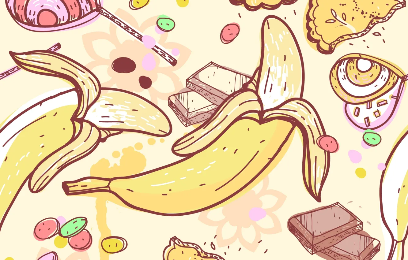 Photo wallpaper texture, bananas, fruit, texture, candy, fruits, candies, bananas