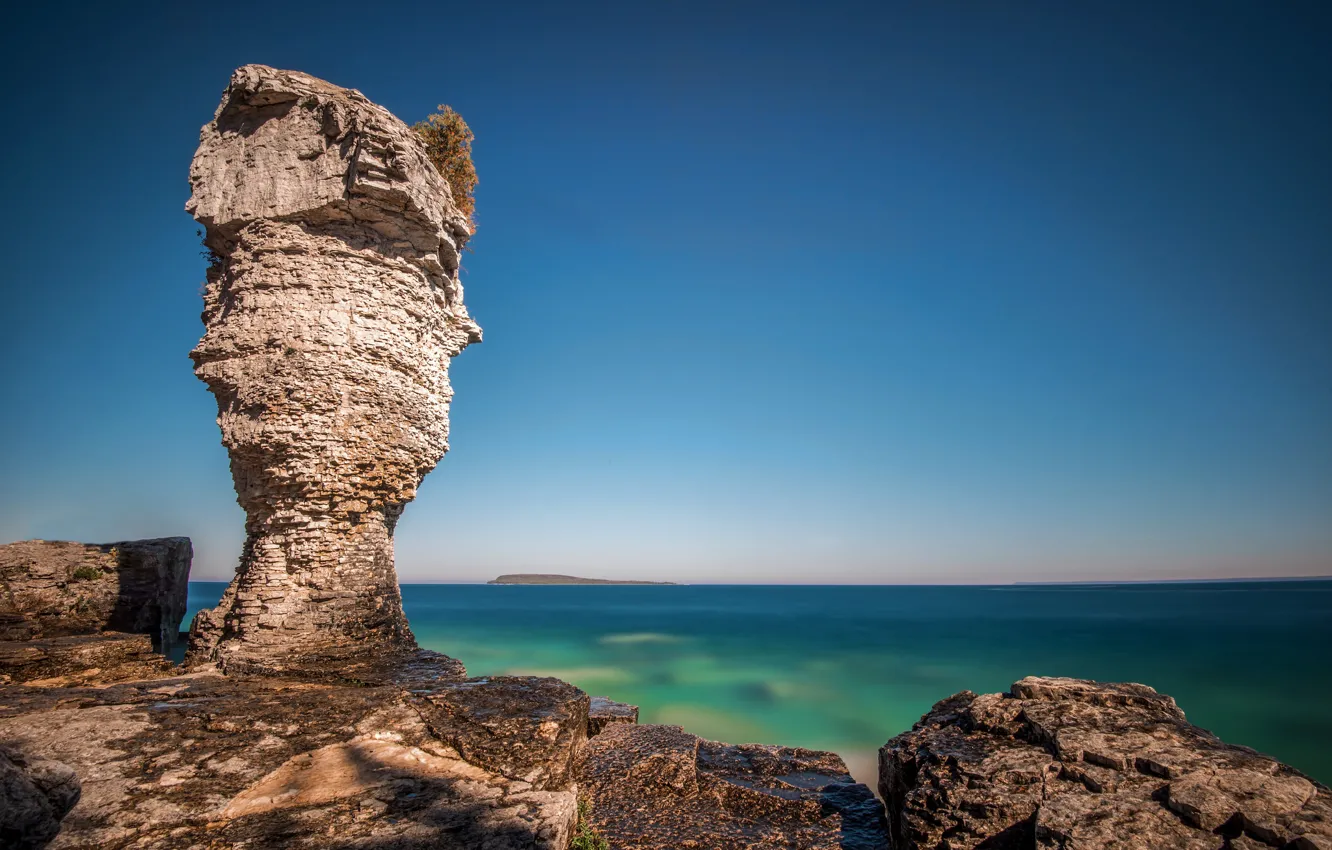 Photo wallpaper water, nature, rock, the ocean, Ontario, Tobermory