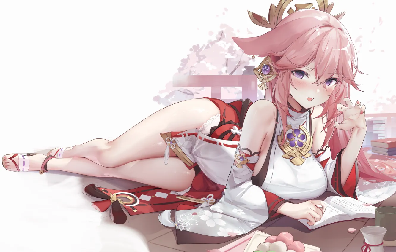 Photo wallpaper sexy girls, dampak genshin, yae miko genshin impact