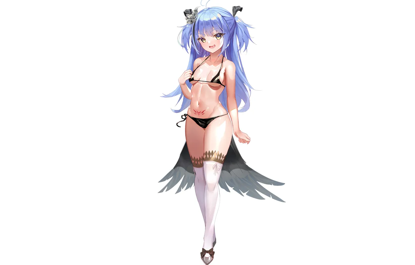 Photo wallpaper girl, sexy, cleavage, thighhighs, long hair, boobs, anime, beautiful