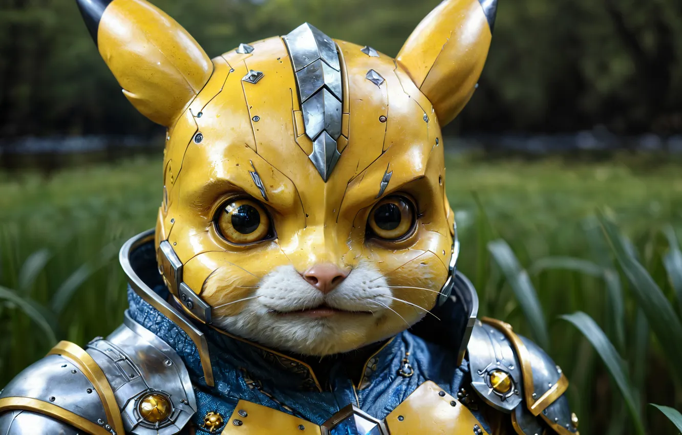 Photo wallpaper robot, anime, Pikachu, cyborg