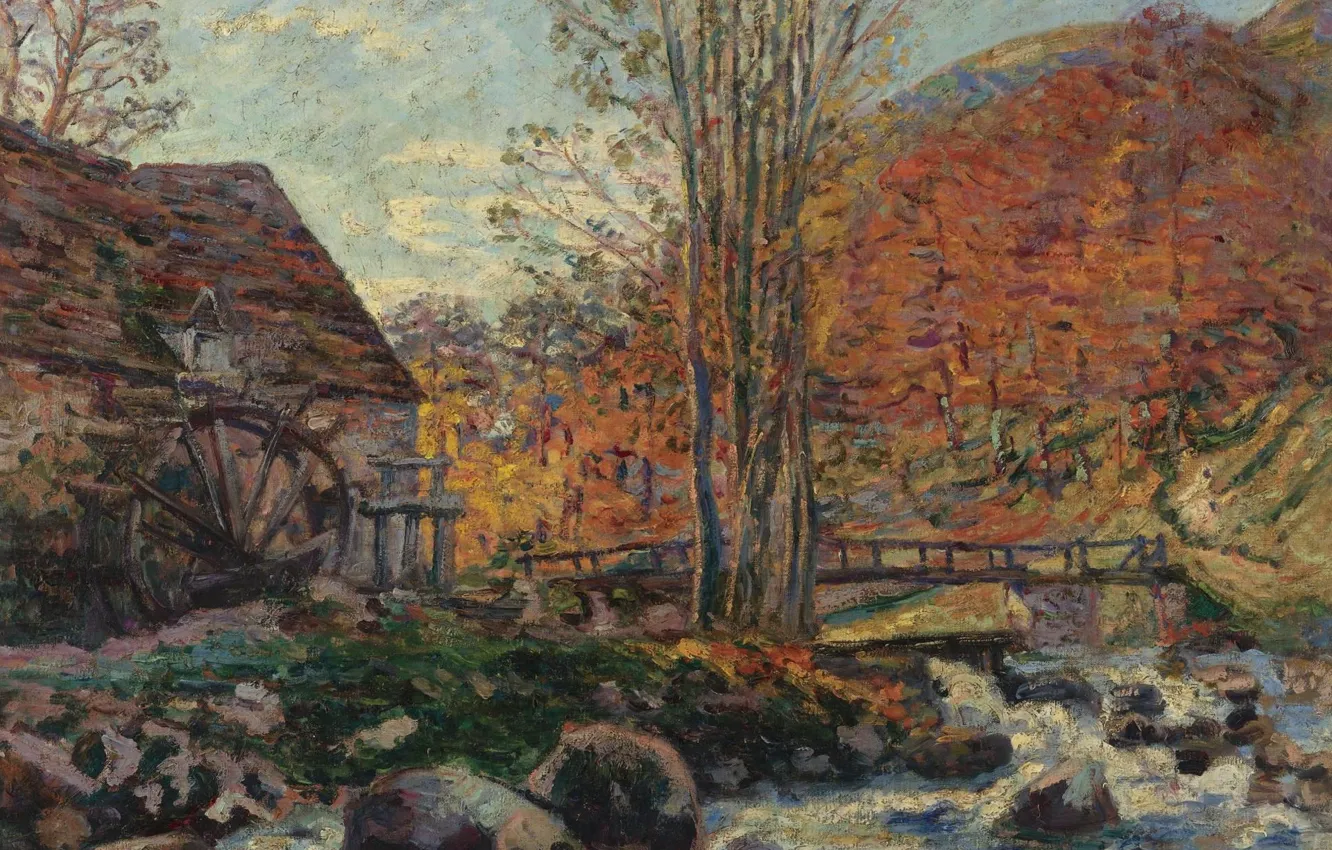 Photo wallpaper landscape, picture, mill, Arman Hyomin, Armand Guillaumin