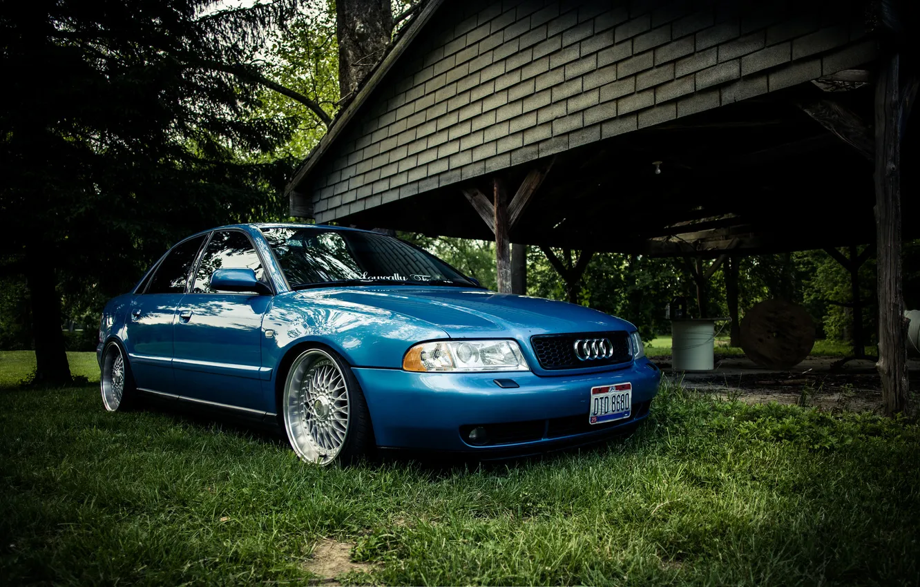 Photo wallpaper blue, Audi, Audi, blue, stance