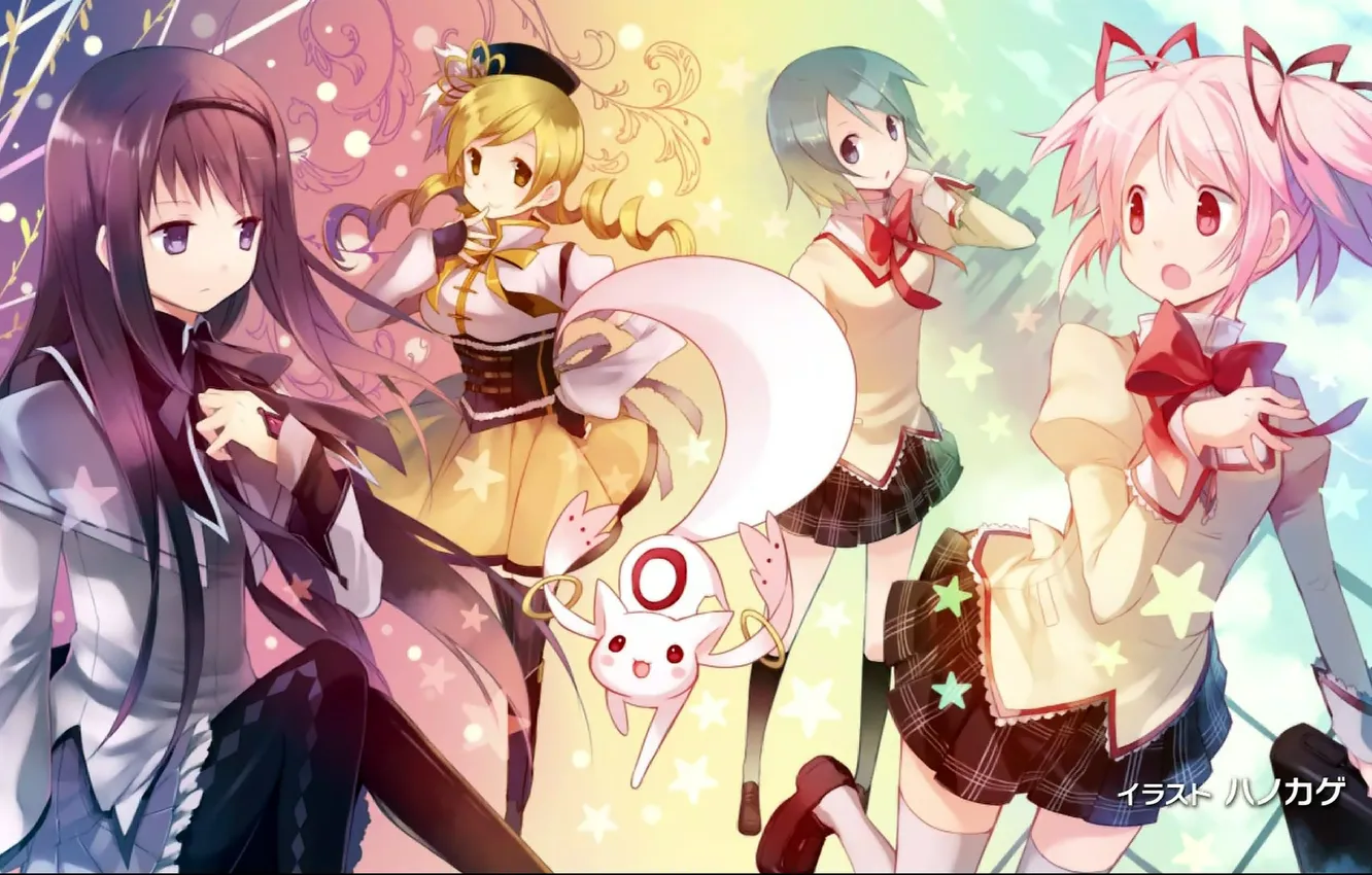 Photo wallpaper girl, mahou shoujo madoka magica, homura akemi, madoka kaname, sayaka miki, Tomoe Mami, Cuba