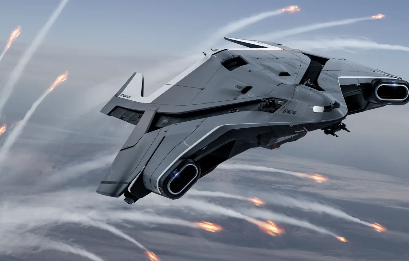 Photo wallpaper transport, game, the plane, science fiction, art, spaceship, Star Citizen, Jet