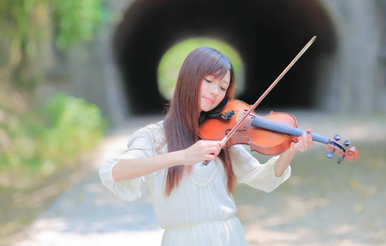 Photo wallpaper girl, music, background, violin