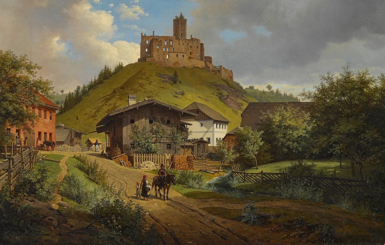 Photo wallpaper German painter, German painter, Hilgartsberg Castle Ruins, Carl Friedrich Heinzmann, 1829, Castle ruins Hilgartsberg, Carl …