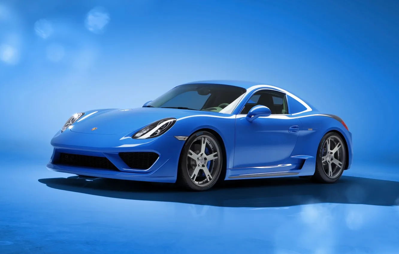 Photo wallpaper Auto, Blue, Car, Porsche, Blue, Racing, Porsche Cayman, Moncenisio
