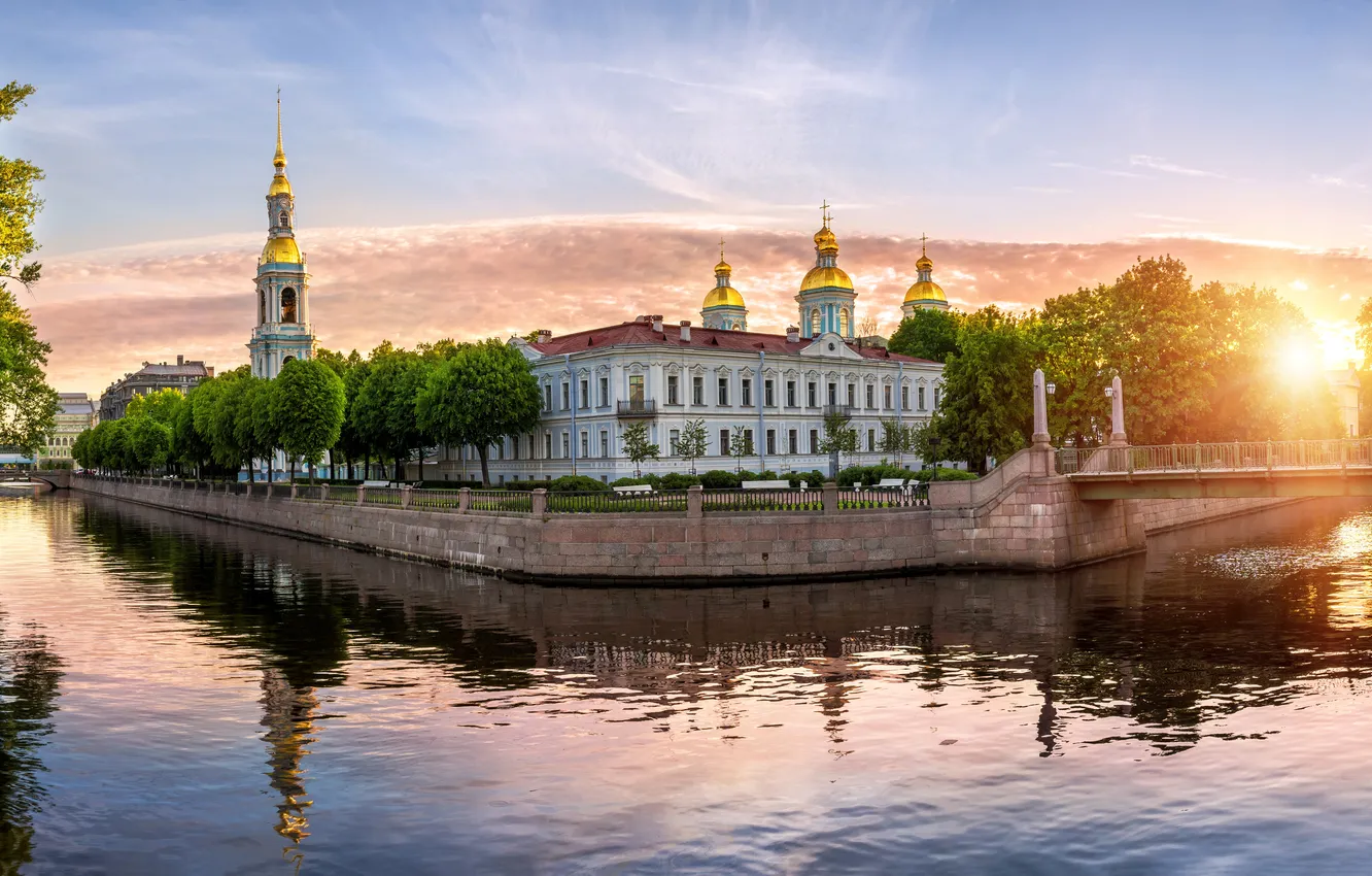 Photo wallpaper dawn, Saint Petersburg, Russia, Peterhof