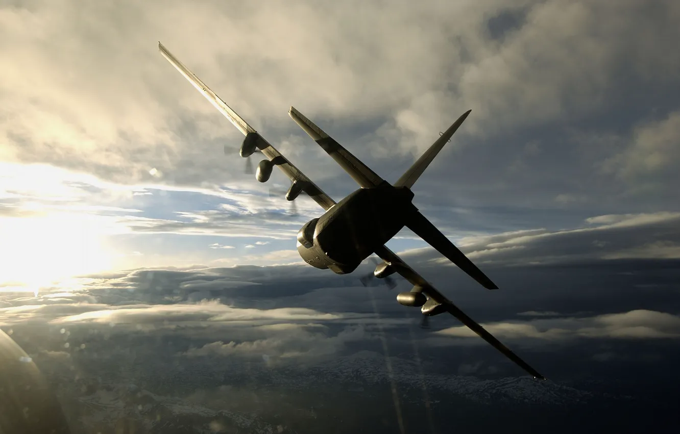 Photo wallpaper the plane, Lockheed C-130 Hercules, Hercules, military transport