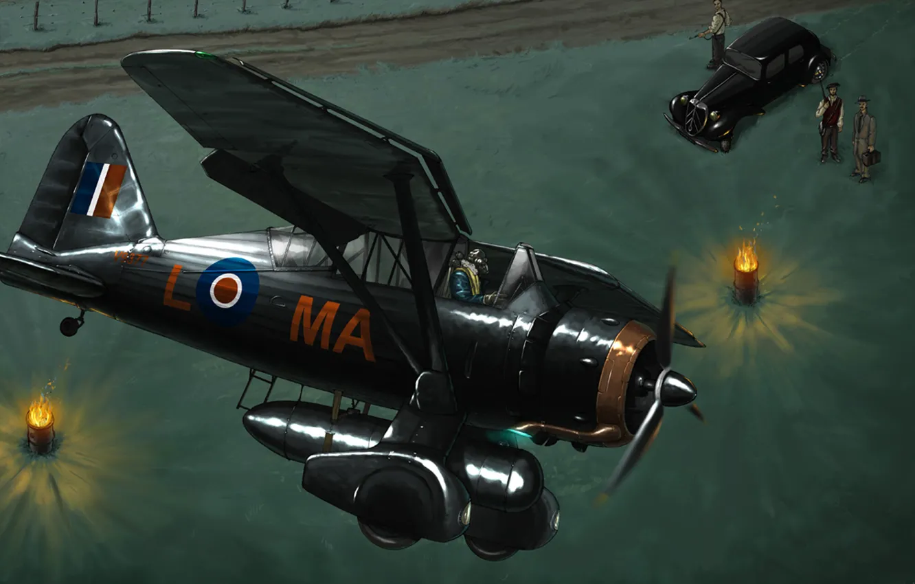 Photo wallpaper figure, art, RAF, Lysander, Westland, British light aircraft, The plane of interaction with the troops