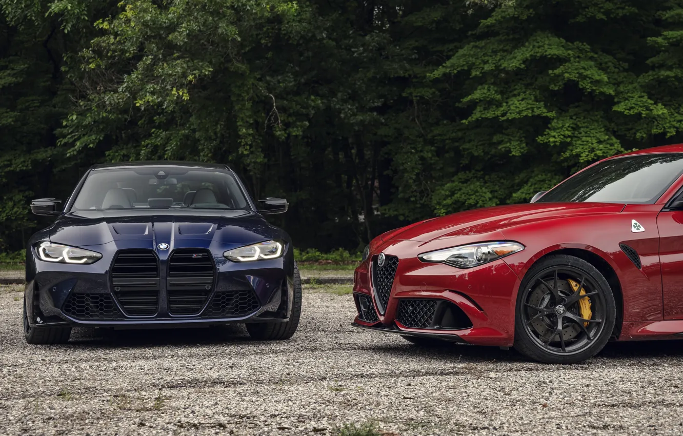 Photo wallpaper BMW, Alfa Romeo, BMW M3, Giulia, 2021, M3 Competition