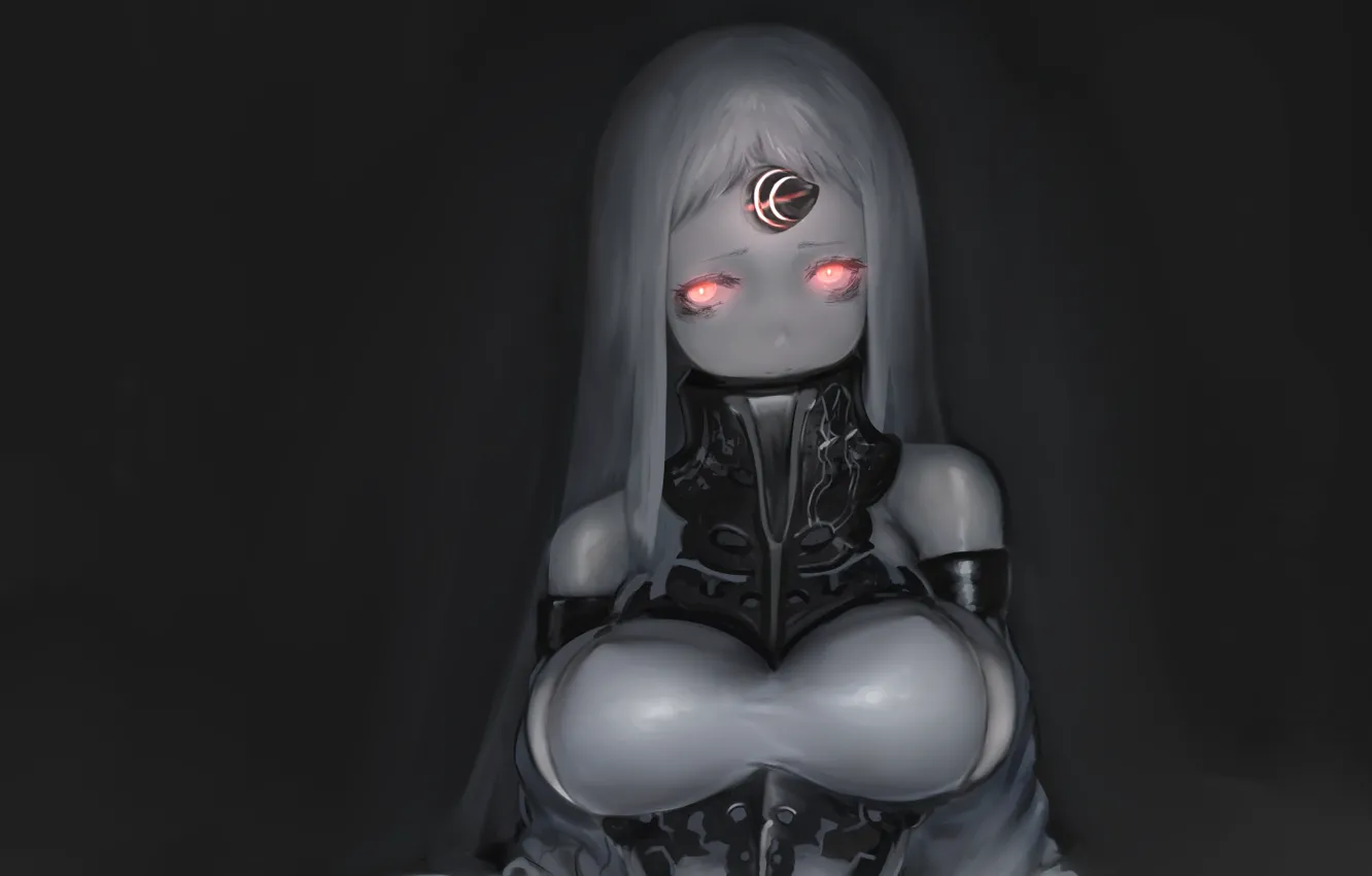 Photo wallpaper girl, the game, art, horns, red eyes, anime, kantai collection, Seaport Hime