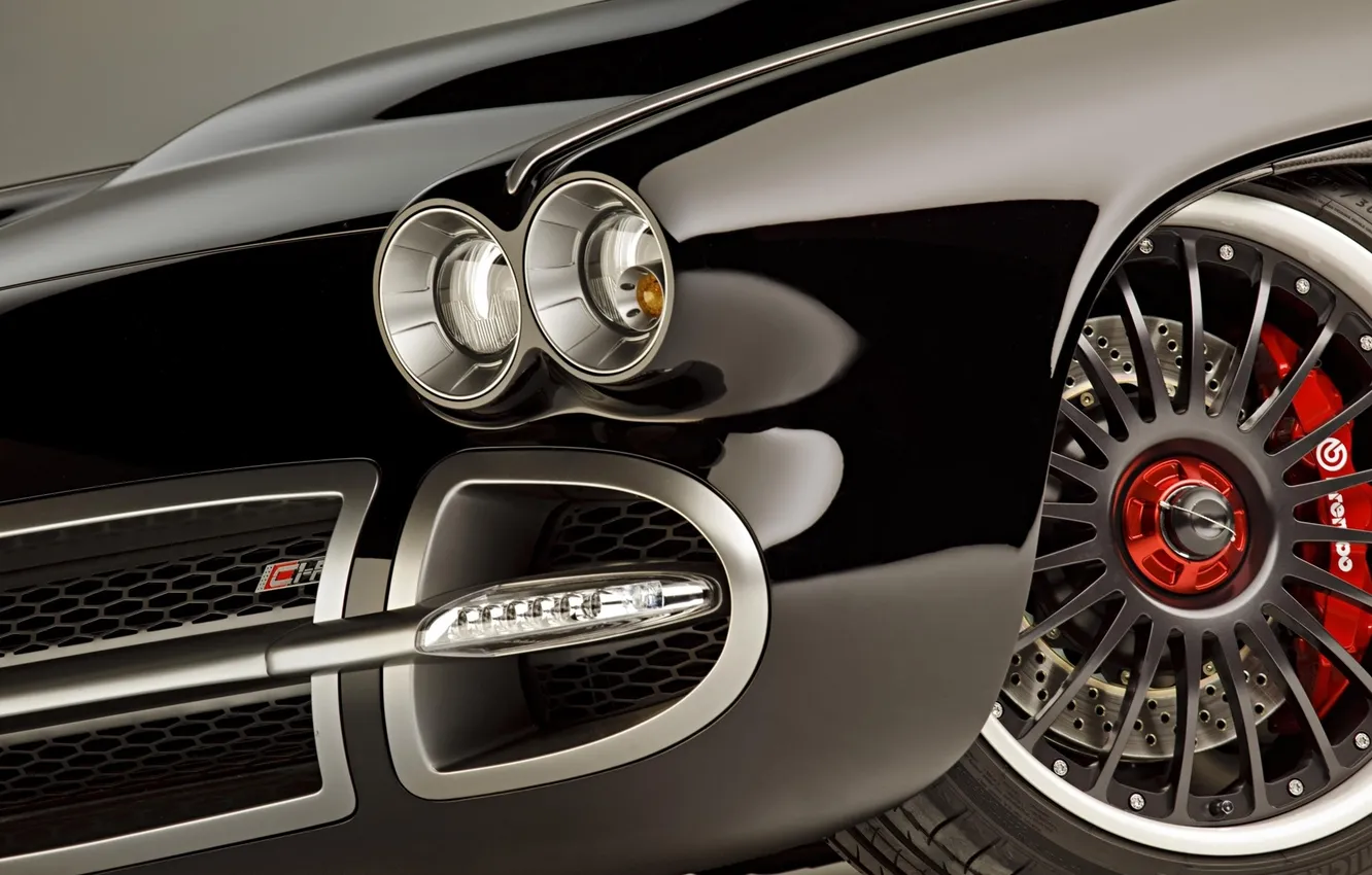 Photo wallpaper black, lights, tuning, Corvette, Chevrolet, brake, drives, tuning