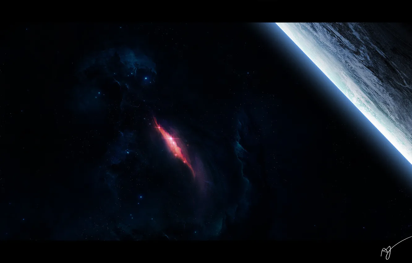 Photo wallpaper lights, satellite, Titan