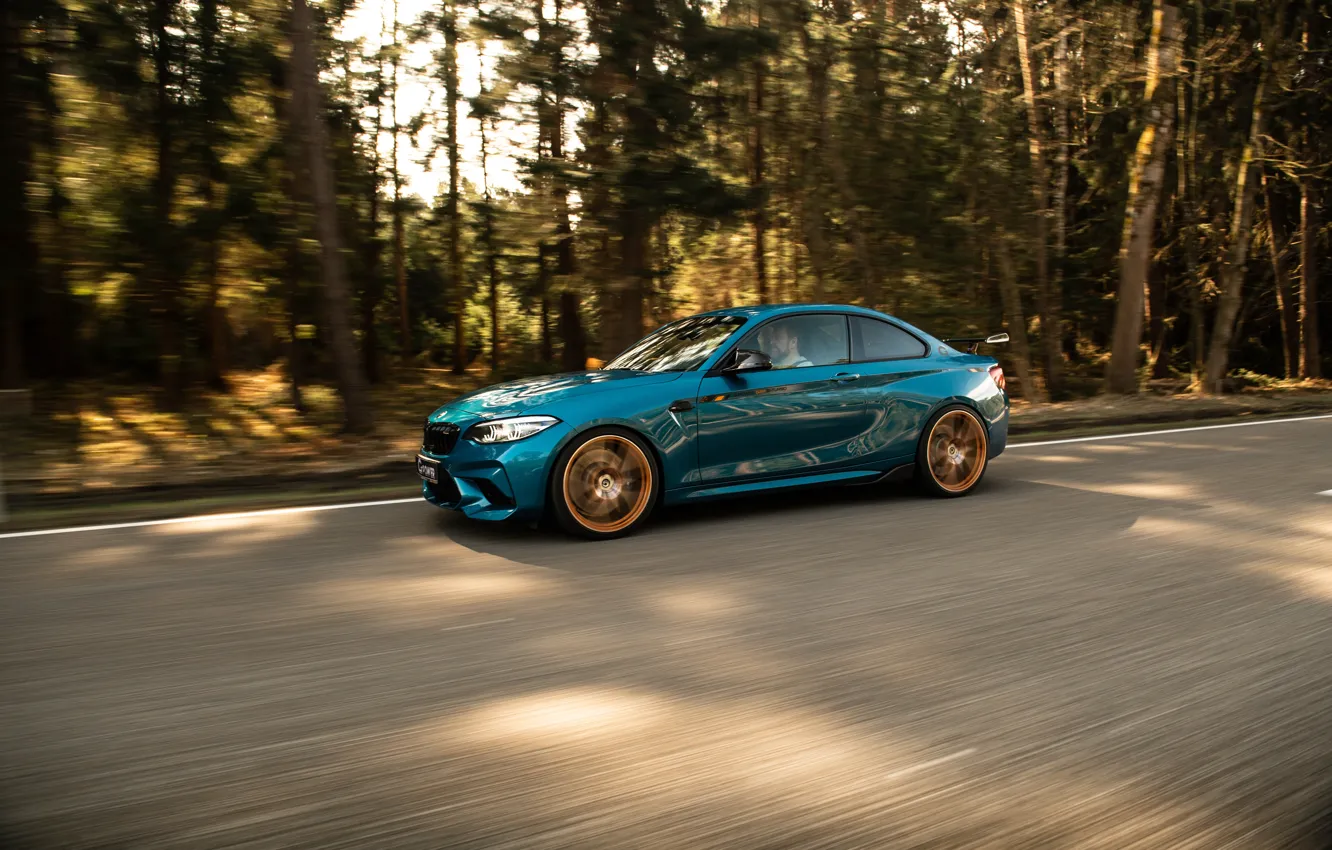 Photo wallpaper asphalt, trees, BMW, G-Power, Competition, F87, BMW M2