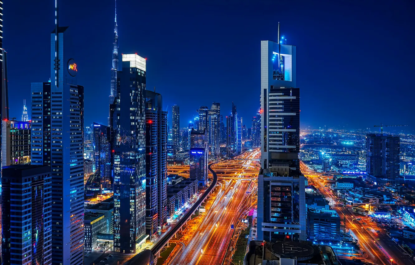 Photo wallpaper Dubai, Sheikh Zayed Road, Skyscrapers