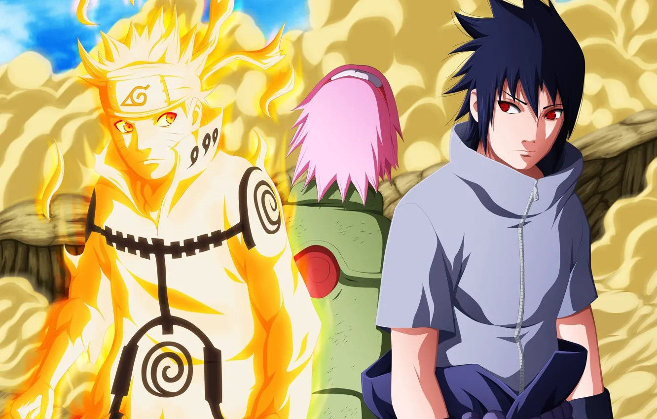 Photo wallpaper game, Sasuke, Naruto, Sakura, anime, sharingan, ninja, Uchiha