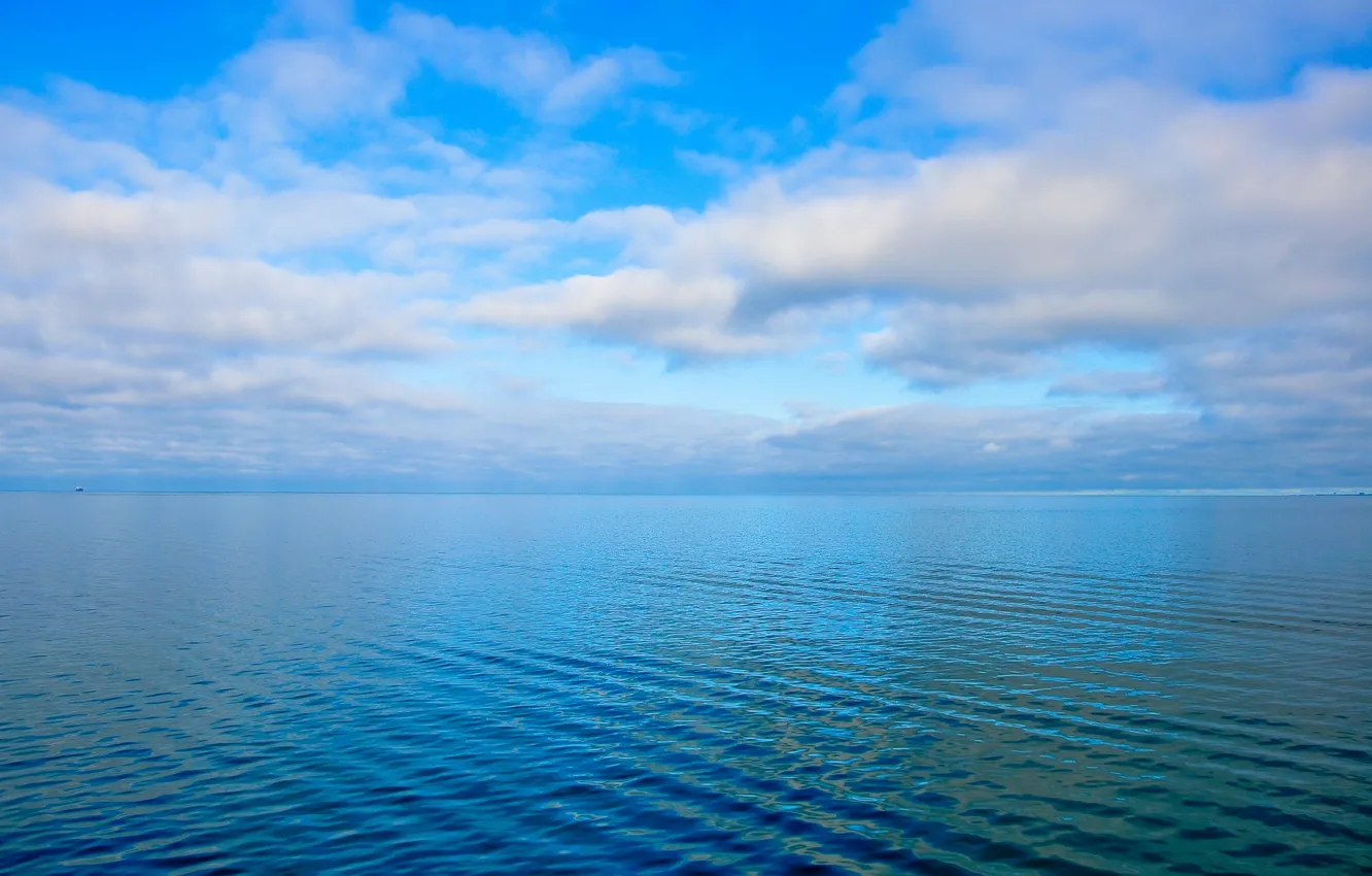 Photo wallpaper sea, the sky, clouds, ruffle, horizon