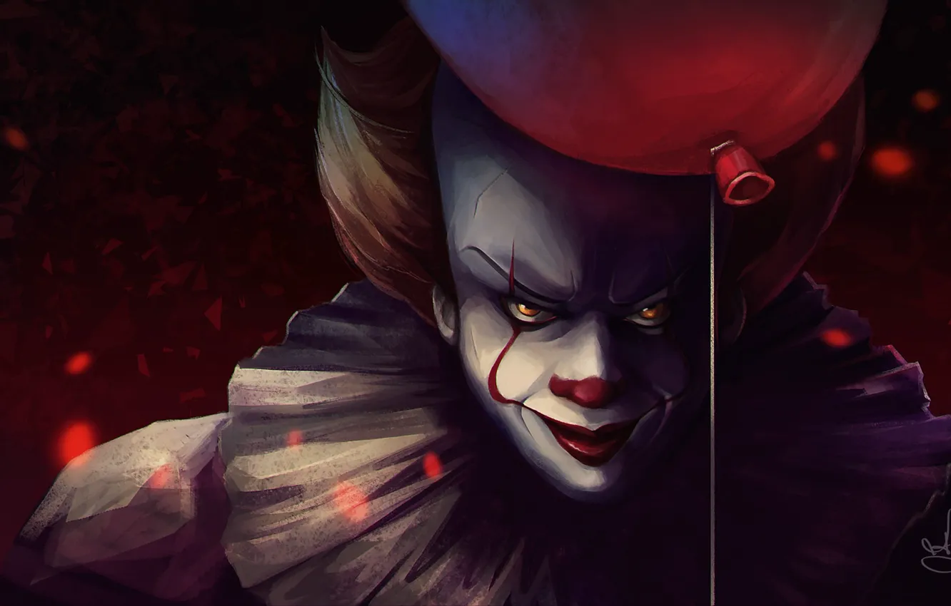 Photo wallpaper the film, clown, the demon, a balloon, It, Pennywise