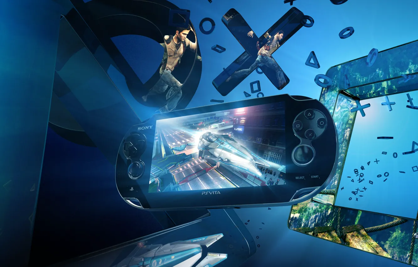 Photo wallpaper Sony, console, PlayStation Vita, PS4