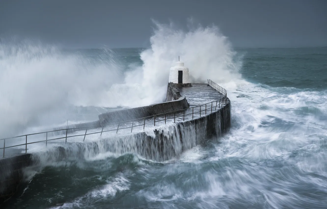 Photo wallpaper sea, wave, storm, pierce