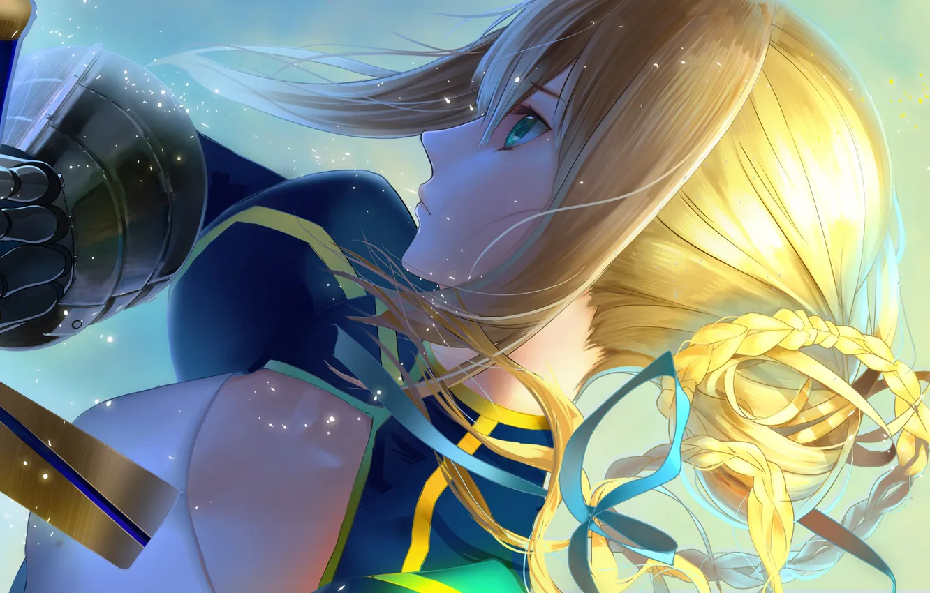 Photo wallpaper girl, weapons, magic, armor, Fate/Stay Night, saber, art, Fate/Zero