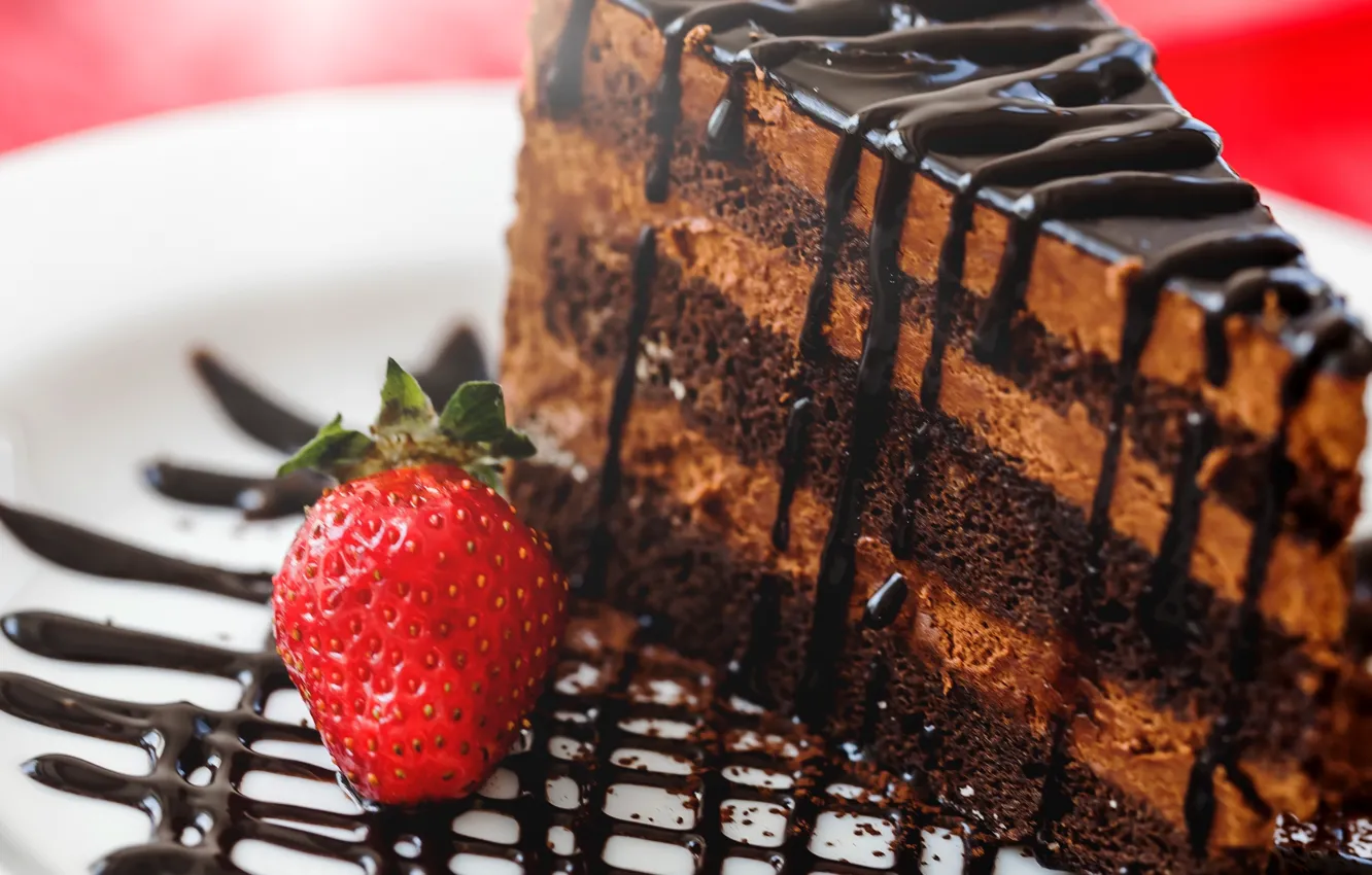 Photo wallpaper chocolate, cake, strawberry, dessert
