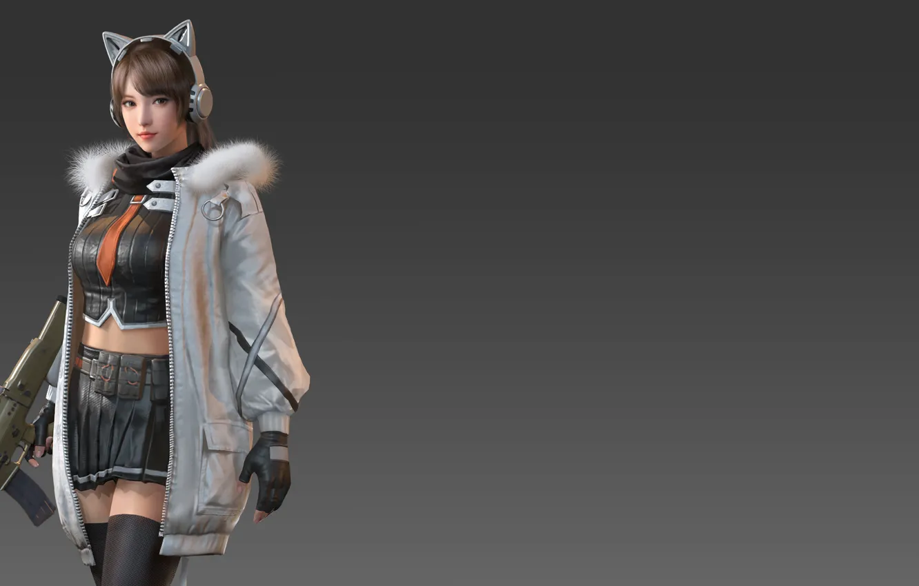 Photo wallpaper weapons, machine, ears, sweroad, girl art