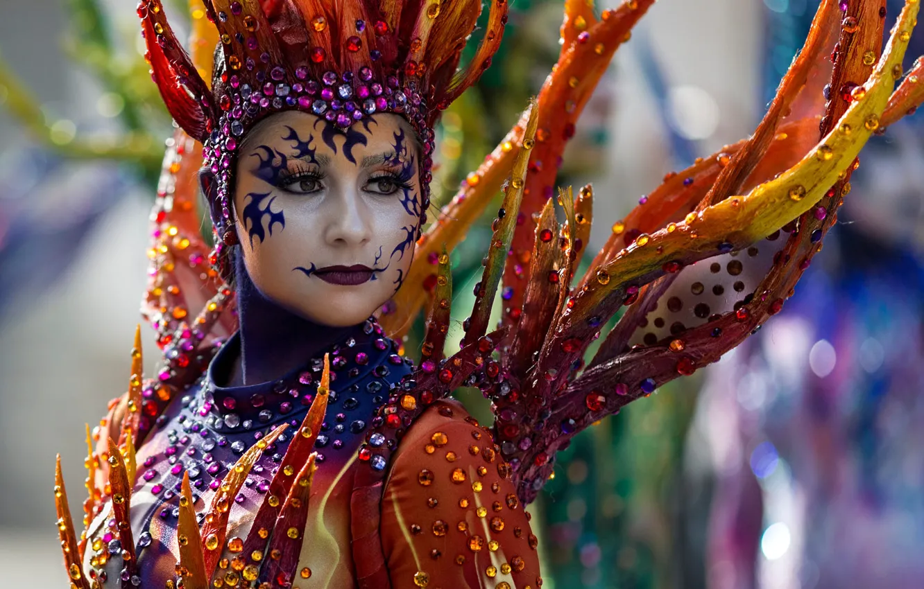 Photo wallpaper look, girl, face, style, Shine, portrait, makeup, corals