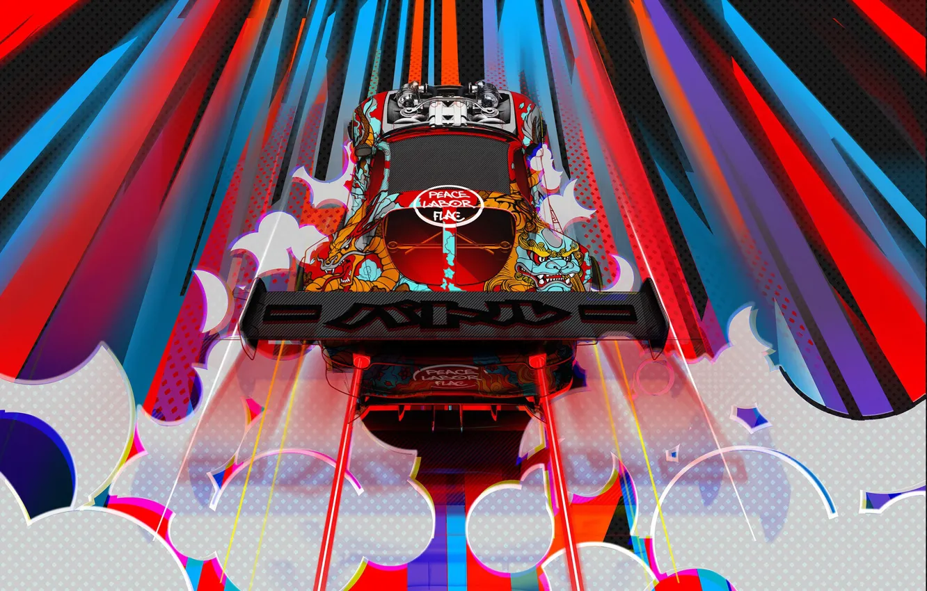 Photo wallpaper machine, auto, style, tuning, neon, drift, tuning, Concept Art