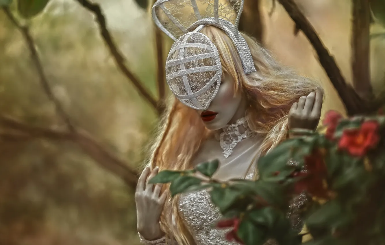Photo wallpaper girl, fantasy, hair, mask, art, Agnieszka Lorek, Ryo Love, Her secret
