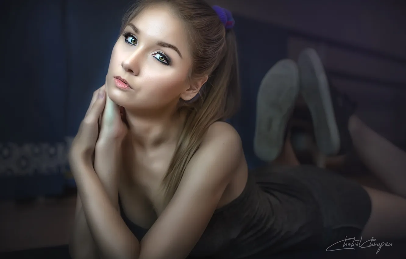 Photo wallpaper eyes, photographer, face, look, cute, Katya, Chakrit Chanpen