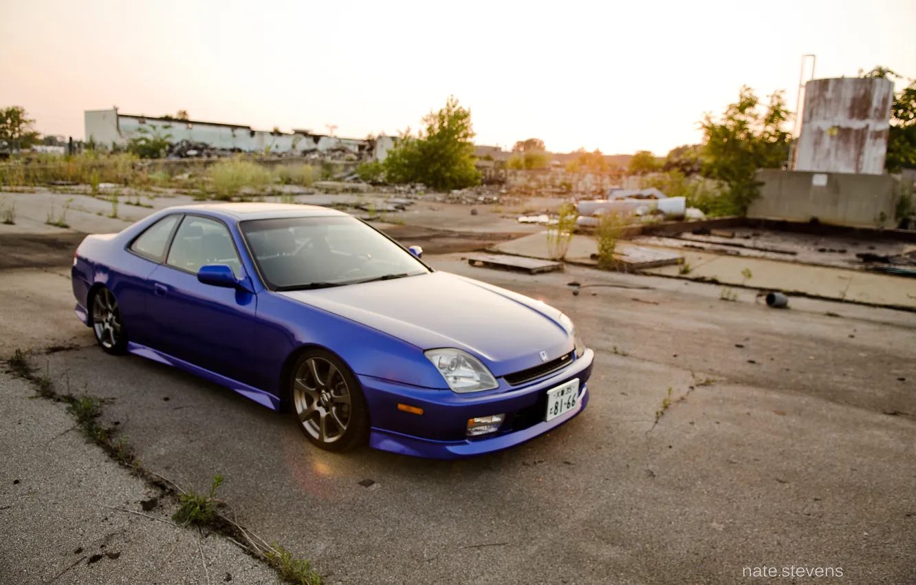 Photo wallpaper blue, wasteland, Honda, Honda, blue, prelude