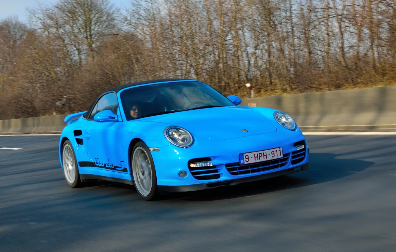Photo wallpaper road, car, sports, passenger, Porsche 911 Turbo S, turbo sports car