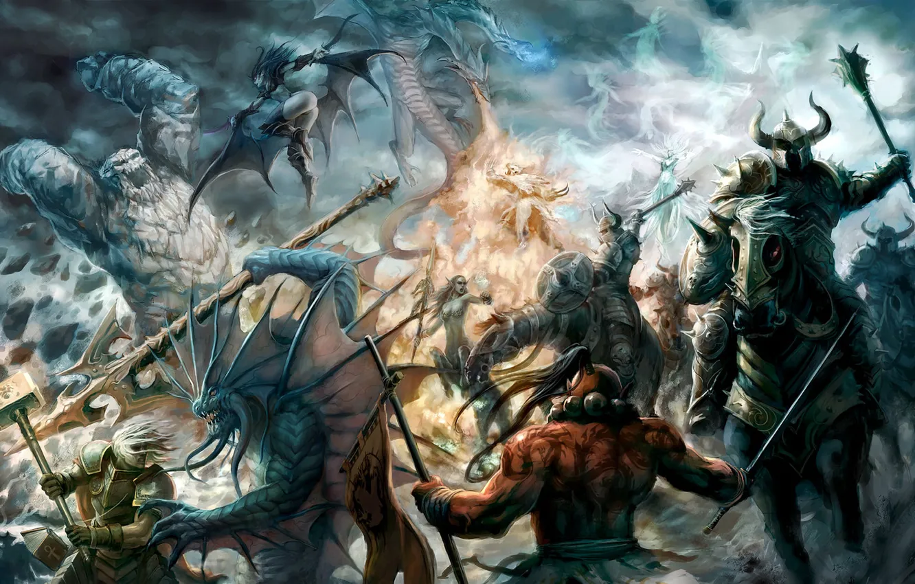 Photo wallpaper the battle, dota, chaos, goat, DotA, Defense of the Ancients, sicker, tini