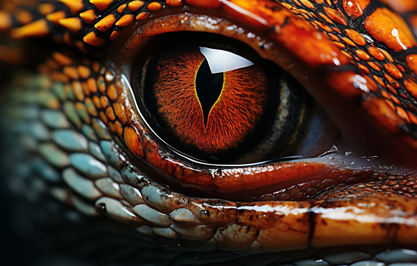 Photo wallpaper eyes, look, face, dragon, AI art, neural network