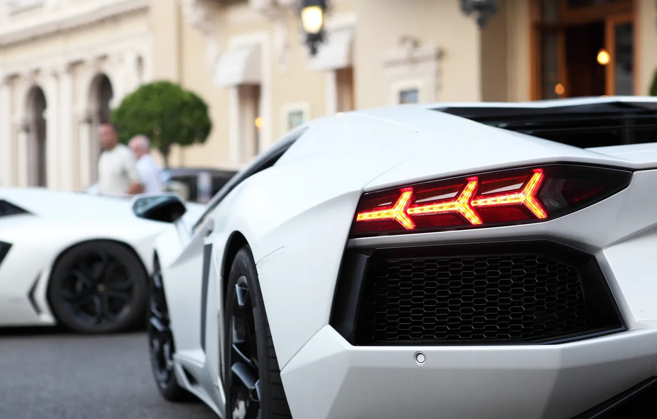 Photo wallpaper white, light, people, the building, Lamborghini, headlight, light, white