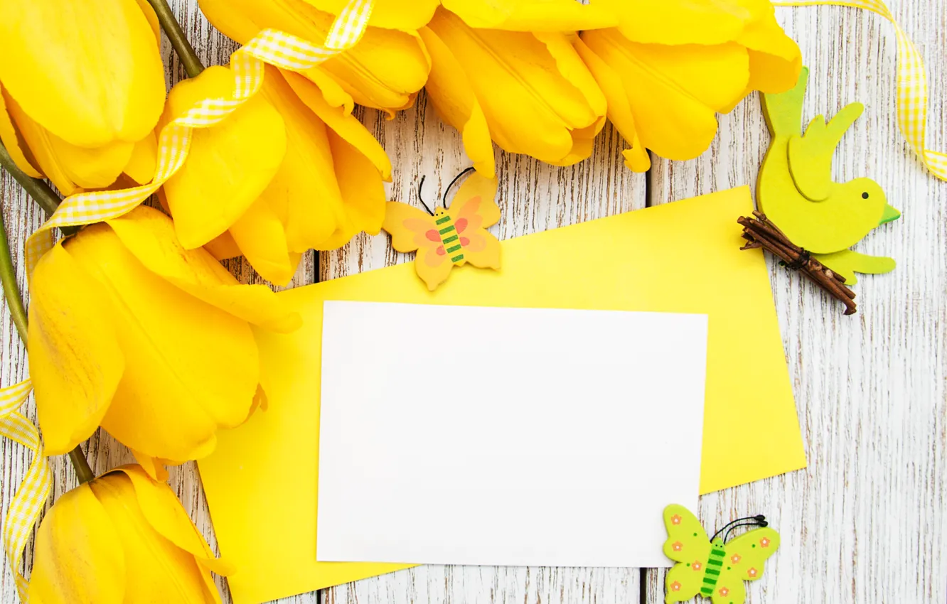 Photo wallpaper flowers, yellow, tulips, the envelope, Olena Rudo