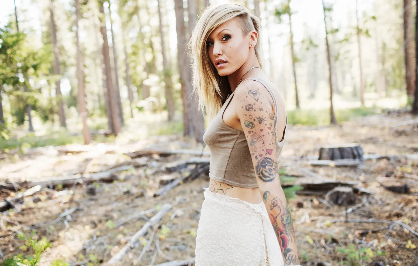 Photo wallpaper girl, tattoo, Lauren