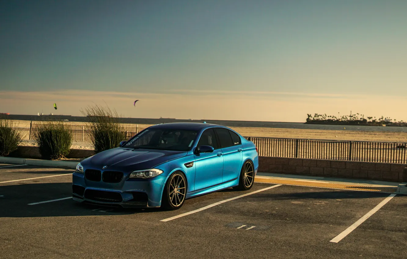 Photo wallpaper bmw, beach, parking, F10