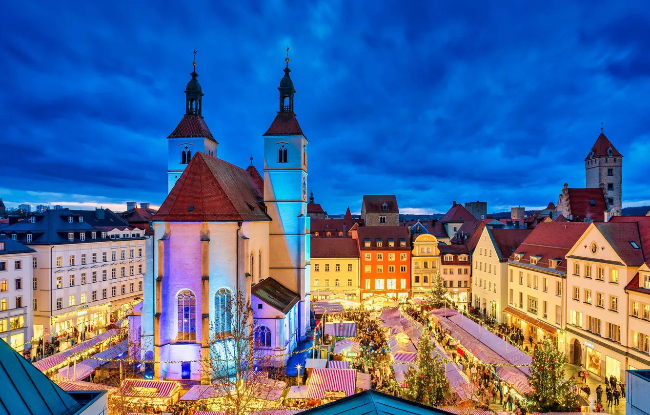 Photo wallpaper holiday, the evening, Germany, Bayern, Germany, Bavaria, Regensburg, Regensburg