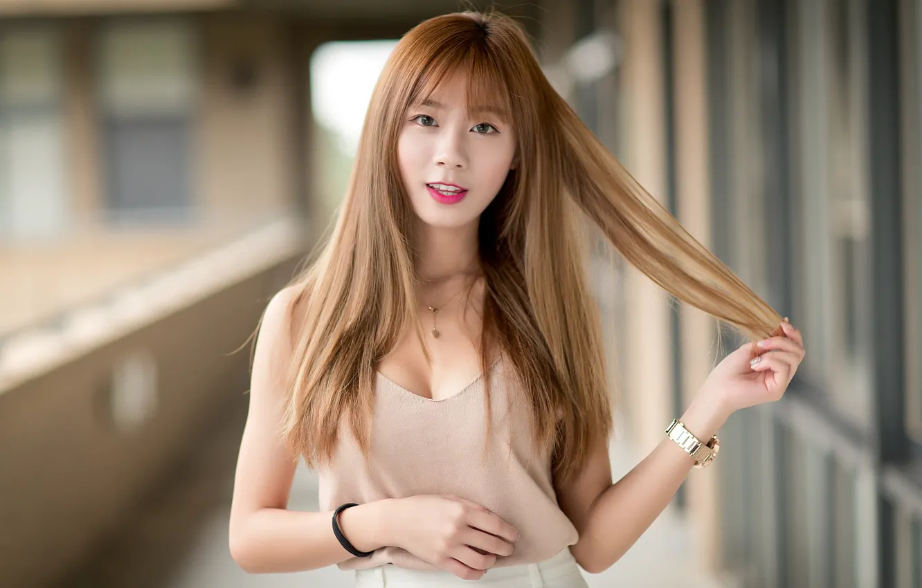 Photo wallpaper girl, hair, Asian, cutie