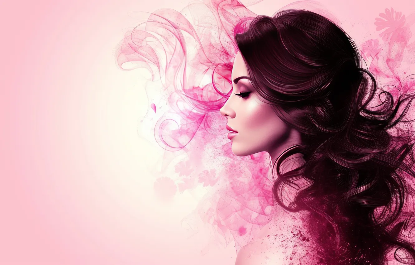 Photo wallpaper girl, light, line, face, pose, eyelashes, style, hair