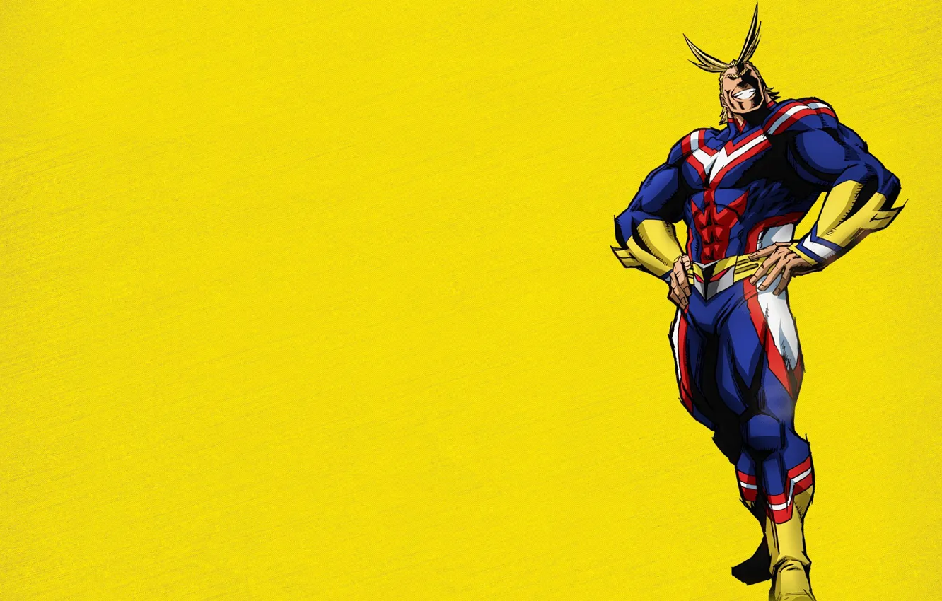 Photo wallpaper yellow, anime, hero, manga, powerful, strong, uniform, yuusha