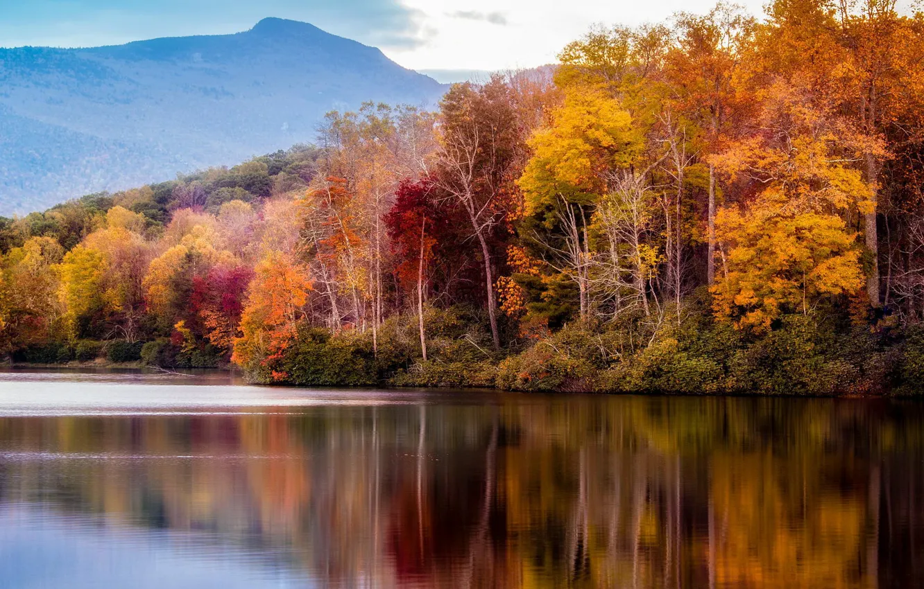 Photo wallpaper autumn, landscape, mountains, nature, lake