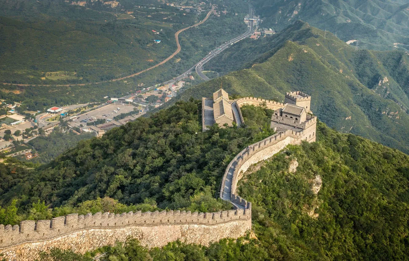 Photo wallpaper greens, forest, The great wall of China