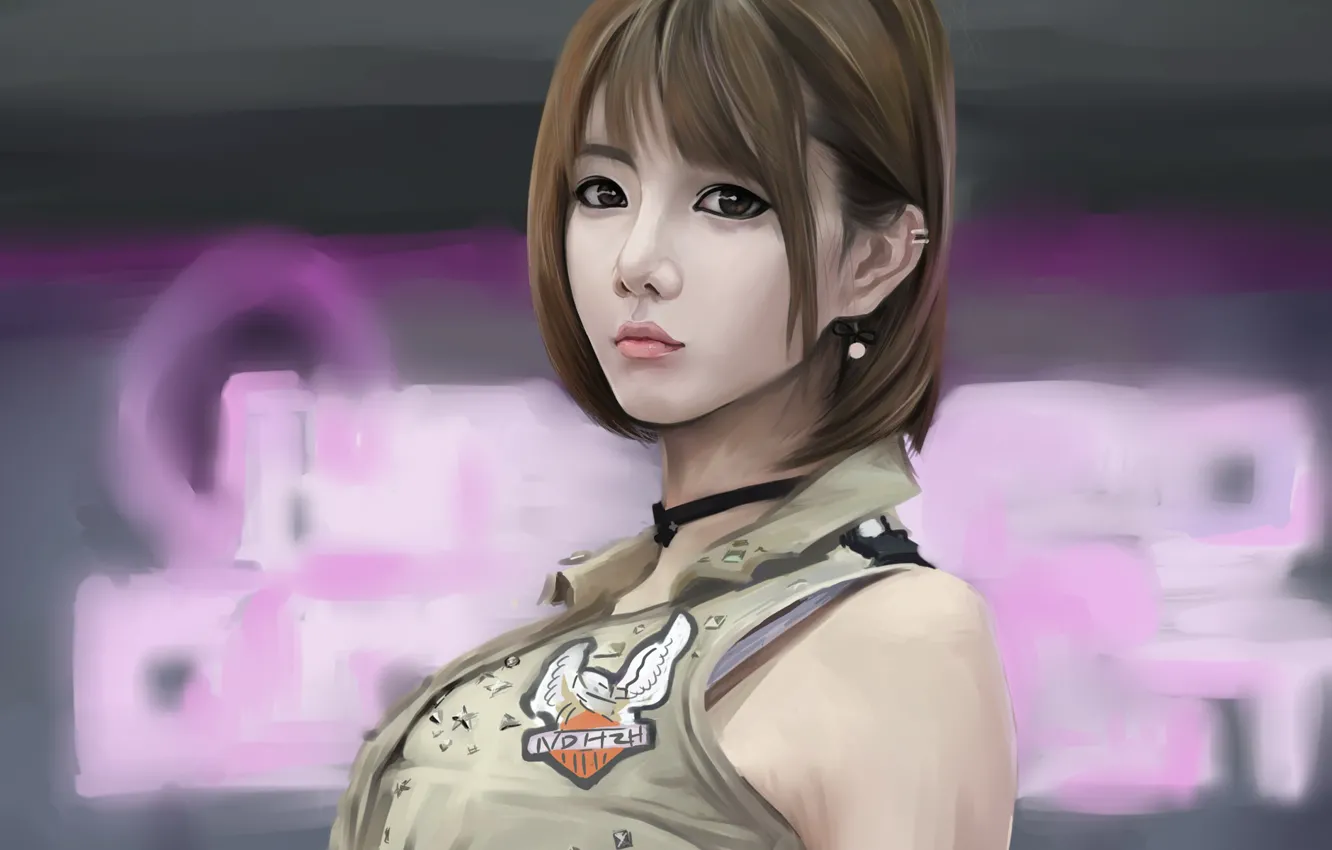 Photo wallpaper look, girl, art, Asian, Dtoxin