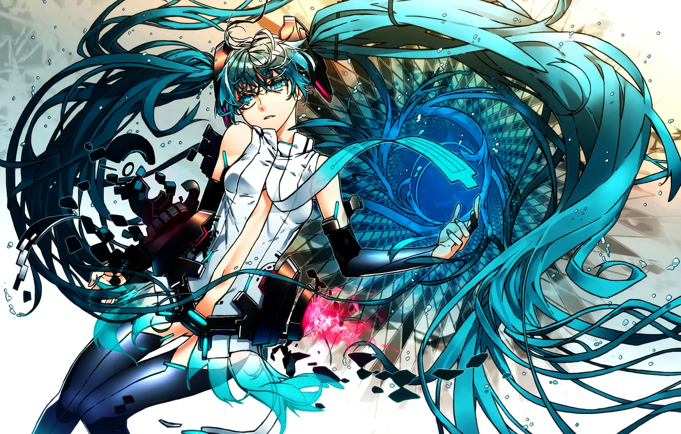 Photo wallpaper girl, stockings, anime, art, tie, gloves, vocaloid, hatsune miku